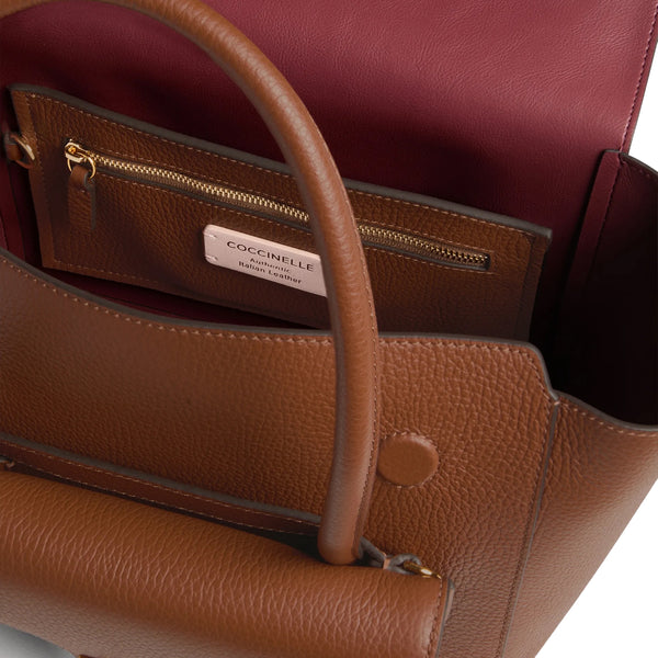 Coccinelle - Double Beat Cognac Bowling Bag - T8A180201 - COGNAC