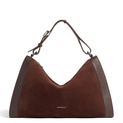 Coccinelle - Elinor Suede Bicolor Brunette Brunette Handbag - TL6120201 - BRUNETTE/BRUNET