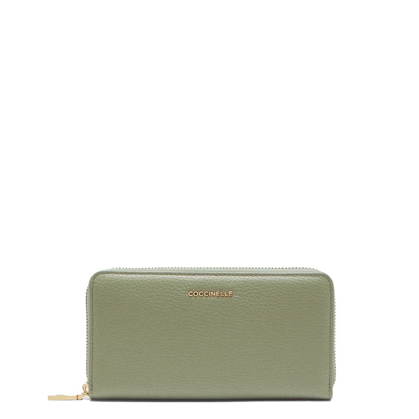 Coccinelle - Metallic Soft Large Zip Around Greenery Wallet - MW5113201 - GREENERY