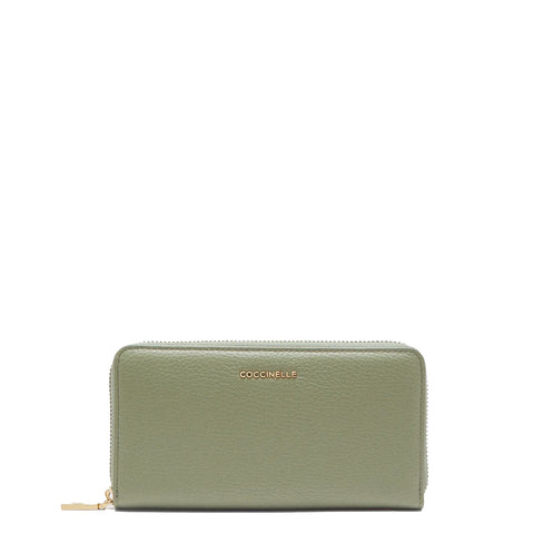 Coccinelle - Metallic Soft Large Zip Around Greenery Wallet - MW5113201 - GREENERY