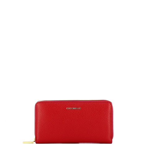 Coccinelle - Metallic Soft Large Zip Around Ruby Wallet - MW5113201 - RUBY