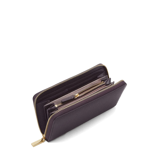 Coccinelle - Metallic Soft Large Zip Around Prune Wallet - MW5113201 - PRUNE