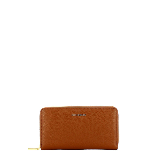 Coccinelle - Metallic Soft Large Zip Around Cognac Wallet - MW5113201 - COGNAC