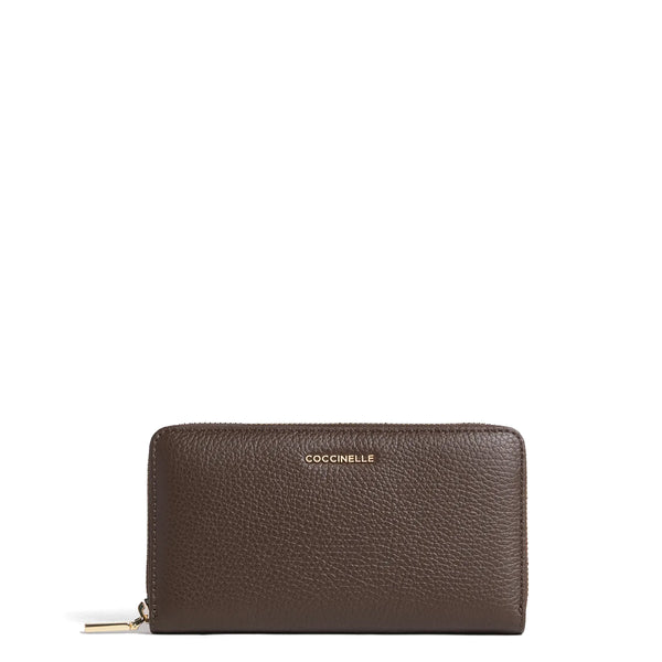 Coccinelle - Metallic Soft Large Zip Around Brunette Wallet - MW5113201 - BRUNETTE