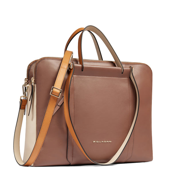 Piquadro - Circle 15" Marrone Beige Laptop Briefcase - CA5730W92 - MARRONE/BEIGE