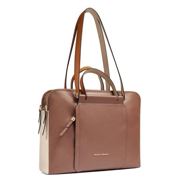 Piquadro - Circle 15" Marrone Beige Laptop Briefcase - CA5730W92 - MARRONE/BEIGE