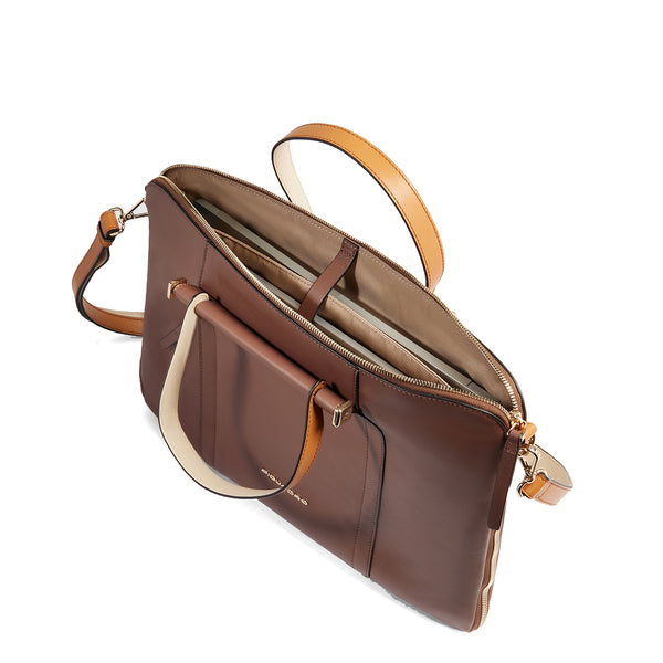 Piquadro - Circle 15.6" Marrone Beige Laptop Briefcase - CA4021W92 - MARRONE/BEIGE