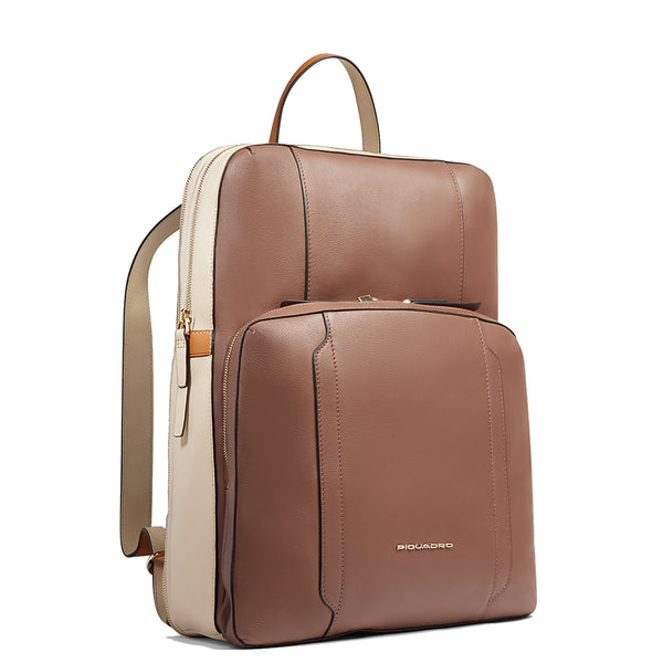 Piquadro - Circle 14" Marrone Beige Laptop Backpack - CA4576W92 - MARRONE/BEIGE