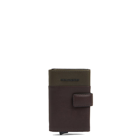 Piquadro - Harper Verde Testa di Moro Card Holder with sliding system - PP5649APR - VERDE/TESTA/DI/MORO