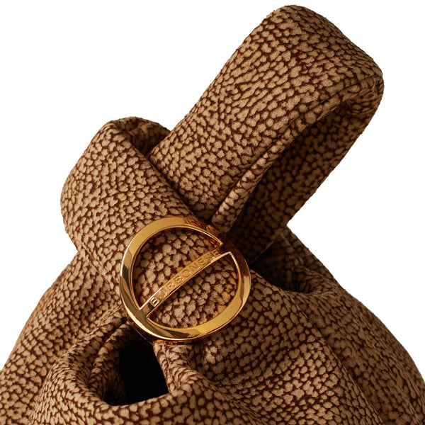 Borbonese - Twinnie Small OP Naturale Handbag in suede - 91010153684 - OP/NATURALE