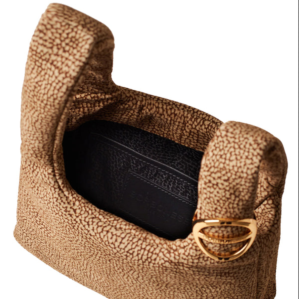 Borbonese - Twinnie Small OP Naturale Handbag in suede - 91010153684 - OP/NATURALE