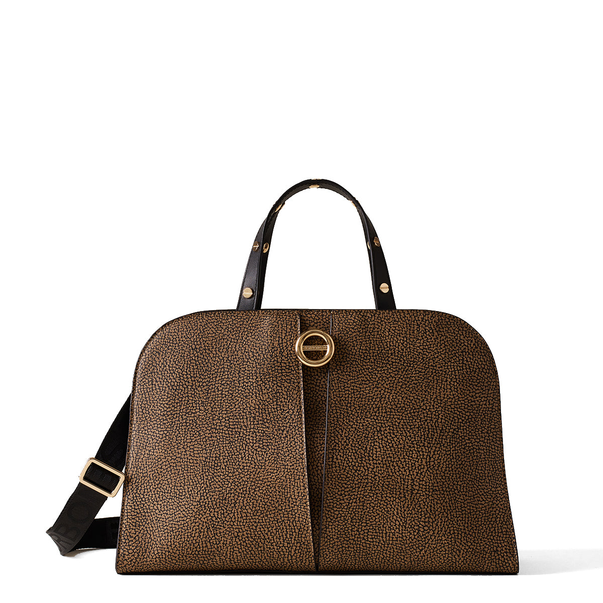 Borbonese - Bauletto Medium OP Naturale Nero - 910101340098 - OP/NATURALE/NERO