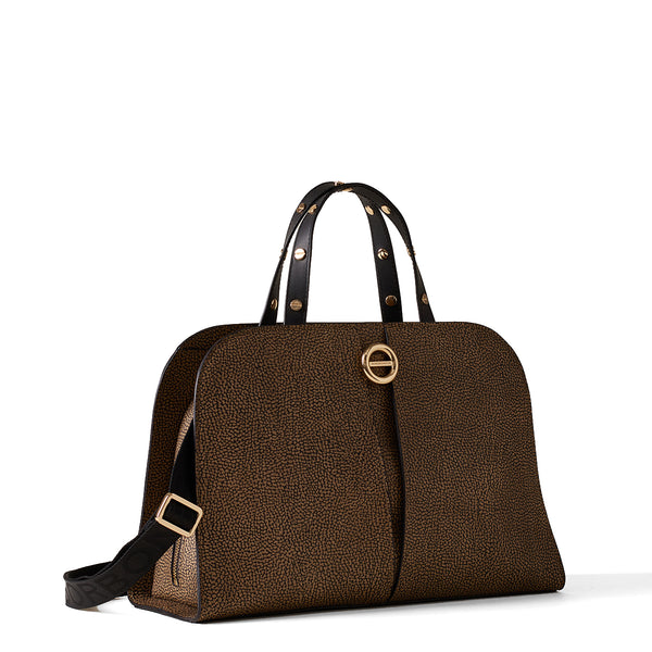 Borbonese - Bauletto Medium OP Naturale Nero - 910101340098 - OP/NATURALE/NERO