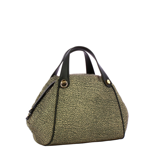 Borbonese - Marie Medium OP Naturale Nero Handbag - 924846I15 - OP/NATURALE/NERO