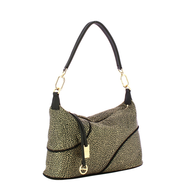Borbonese - Borsa a mano Medium OP Naturale Nero - 91010113AJ0 - OP/NATURALE/NERO