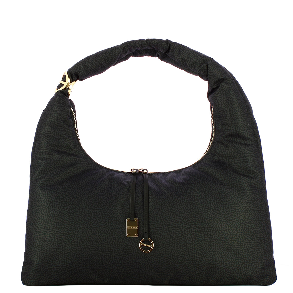 Borbonese - Twinnie Large Dark Black Hobo Bag - 91010125X95 - DARK/BLACK