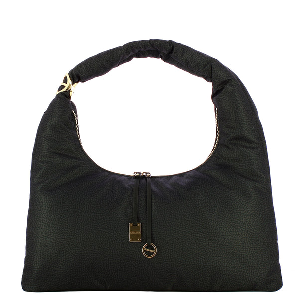 Borbonese - Twinnie Large Dark Black Hobo Bag - 91010125X95 - DARK/BLACK