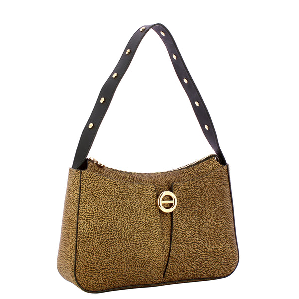 Borbonese - Borsa a spalla Hobo Medium OP Naturale Nero - 910101330098 - OP/NATURALE/NERO