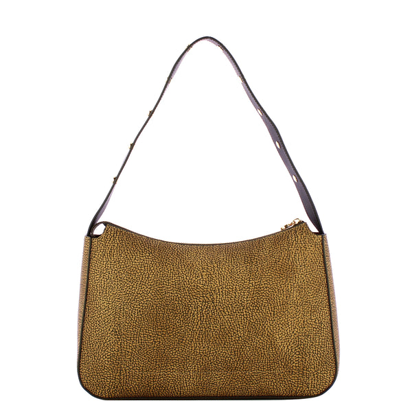 Borbonese - Borsa a spalla Hobo Medium OP Naturale Nero - 910101330098 - OP/NATURALE/NERO