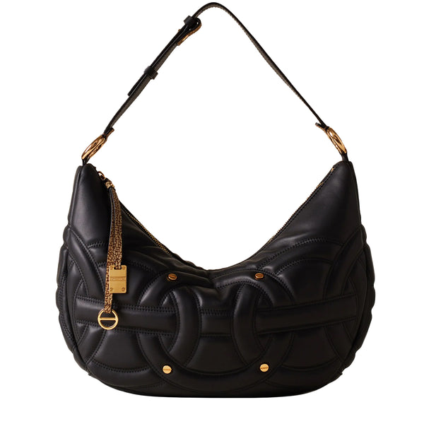 Borbonese - Rondo' Borsa Hobo Medium Nero OP Naturale - 910101460099 - NERO/OP/NATURALE