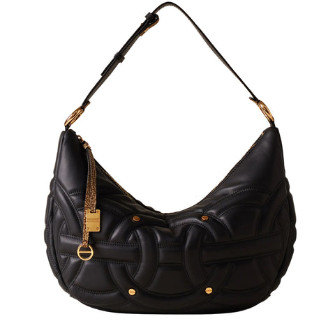 Borbonese - Rondo' Borsa Hobo Medium Nero OP Naturale - 910101460099 - NERO/OP/NATURALE