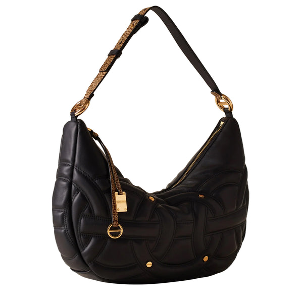 Borbonese - Rondo' Borsa Hobo Medium Nero OP Naturale - 910101460099 - NERO/OP/NATURALE