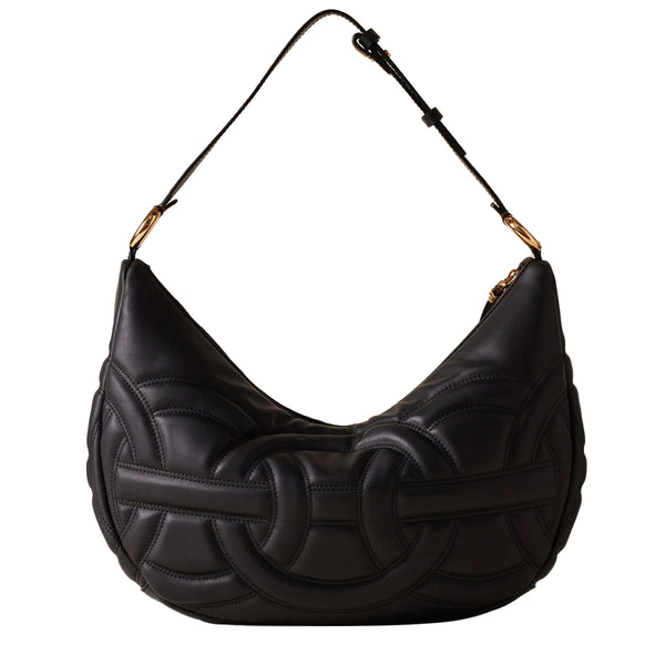 Borbonese - Rondo' Borsa Hobo Medium Nero OP Naturale - 910101460099 - NERO/OP/NATURALE