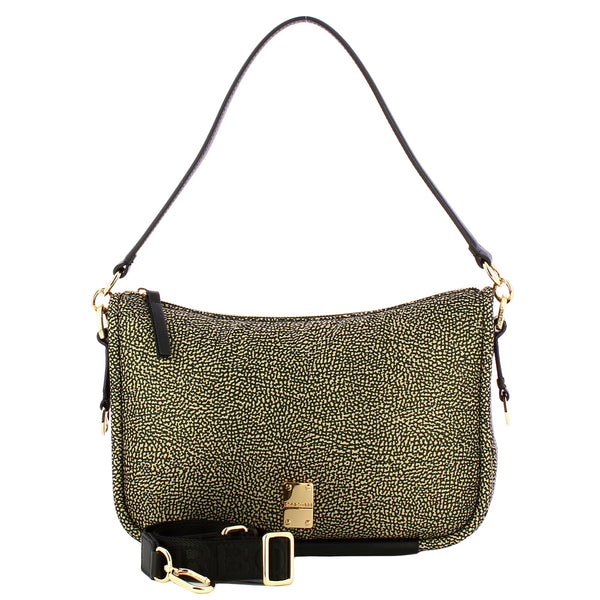 Borbonese - Cahier Medium OP Naturale Nero Shoulder Bag - 91010118I15 - OP/NATURALE/NERO