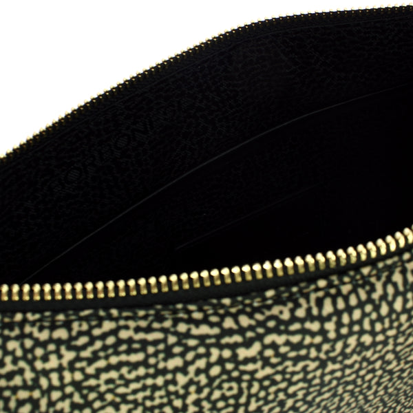 Borbonese - Cahier Medium OP Naturale Nero Shoulder Bag - 91010118I15 - OP/NATURALE/NERO