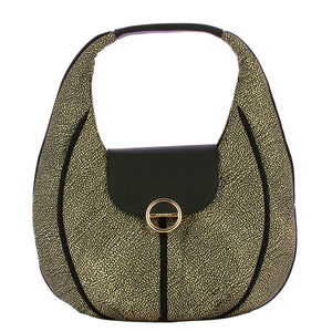 Borbonese - Borsa Hobo Medium Cottage OP Naturale Nero - 91010120AJ0 - OP/NATURALE/NERO
