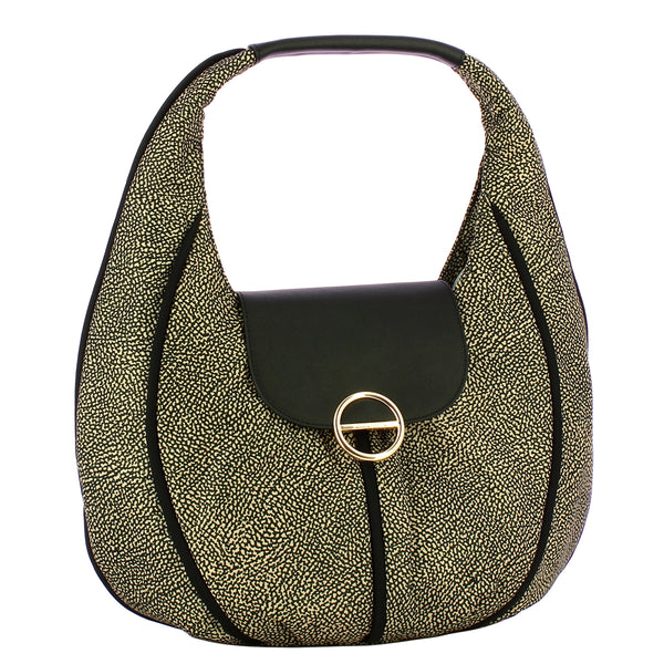 Borbonese - Borsa Hobo Medium Cottage OP Naturale Nero - 91010120AJ0 - OP/NATURALE/NERO