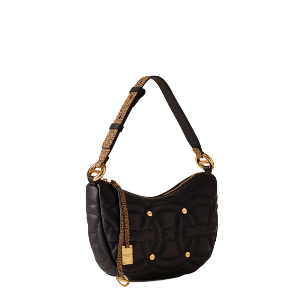 Borbonese - Rondo' Borsa Hobo Small Nero OP Naturale - 910101450099 - NERO/OP/NATURALE