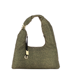 Borbonese - Twinnie Small OP Naturale Nero Hobo Bag - 91010124X95 - OP/NATURALE/NERO