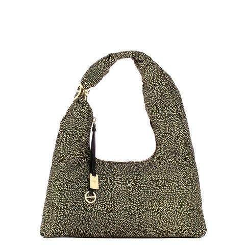 Borbonese - Twinnie Small OP Naturale Nero Hobo Bag - 91010124X95 - OP/NATURALE/NERO