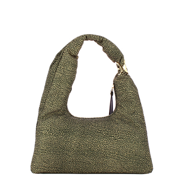 Borbonese - Twinnie Small OP Naturale Nero Hobo Bag - 91010124X95 - OP/NATURALE/NERO