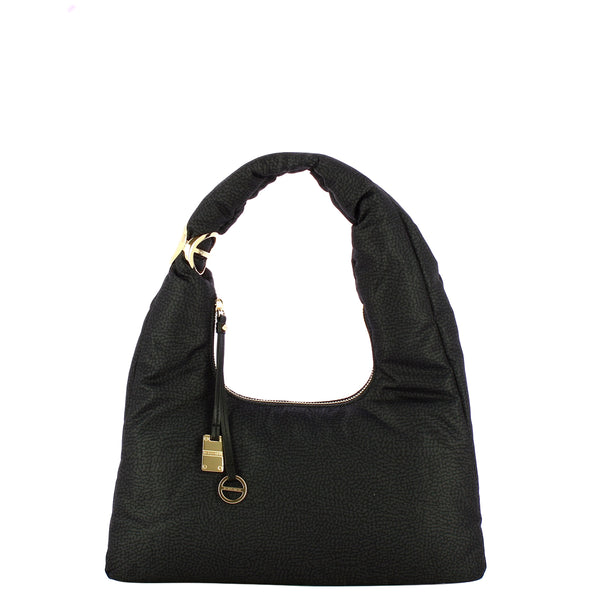 Borbonese - Twinnie Small Dark Black Hobo Bag - 91010124X95 - DARK/BLACK