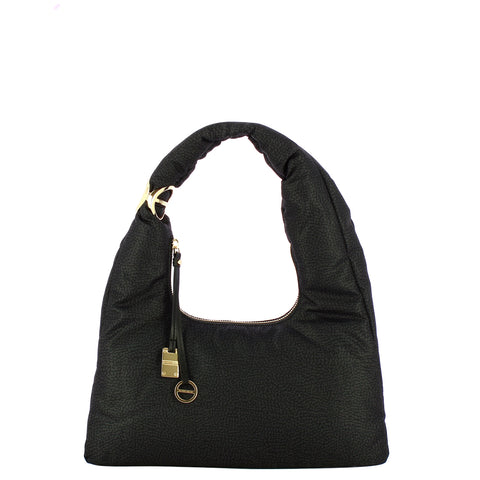 Borbonese - Twinnie Small Dark Black Hobo Bag - 91010124X95 - DARK/BLACK