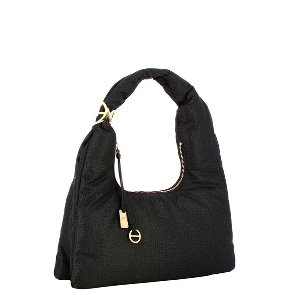 Borbonese - Twinnie Small Dark Black Hobo Bag - 91010124X95 - DARK/BLACK