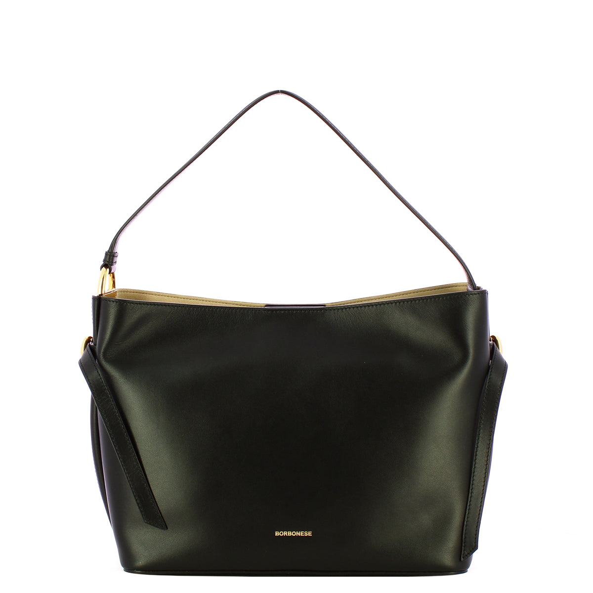 Borbonese - Bridle Medium Nero OP Naturale Bucket Bag - 91010105AU5 - NERO/OP/NATURALE