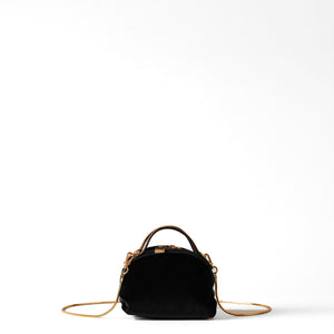 Borbonese - Mini Sexy Bag Nero OP Naturale in velvet - 9233280122 - NERO/OP/NATURALE