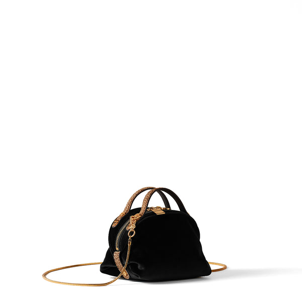 Borbonese - Mini Sexy Bag Nero OP Naturale in velvet - 9233280122 - NERO/OP/NATURALE