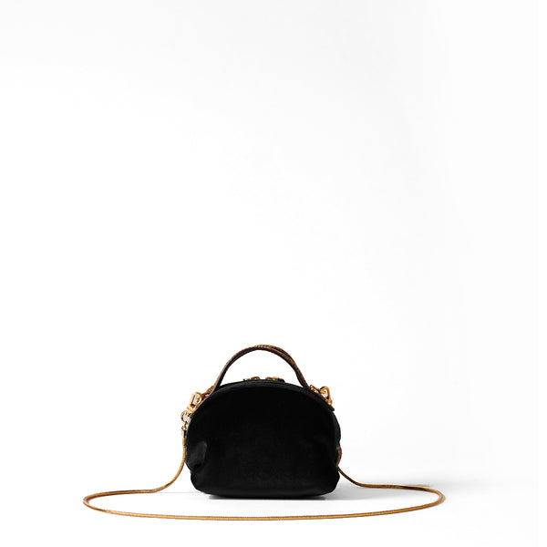 Borbonese - Mini Sexy Bag Nero OP Naturale in velvet - 9233280122 - NERO/OP/NATURALE