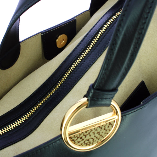 Borbonese - Bridle Medium Nero OP Naturale Handbag - 91010104AU5 - NERO/OP/NATURALE