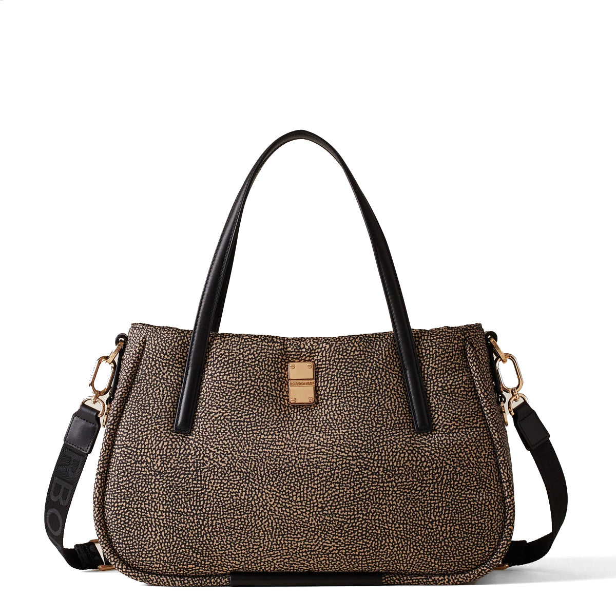 Borbonese - Cahier Medium OP Naturale Medium Handbag - 91010038I15 - OP/NATURALE/NERO