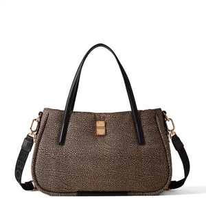 Borbonese - Cahier Medium OP Naturale Medium Handbag - 91010038I15 - OP/NATURALE/NERO