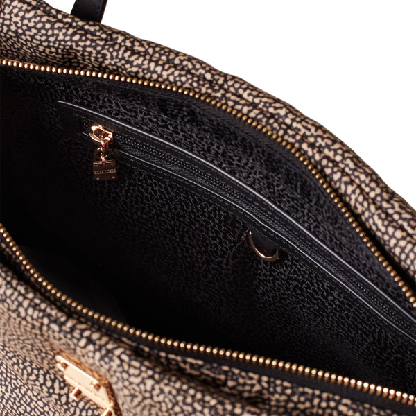 Borbonese - Cahier Medium OP Naturale Medium Handbag - 91010038I15 - OP/NATURALE/NERO