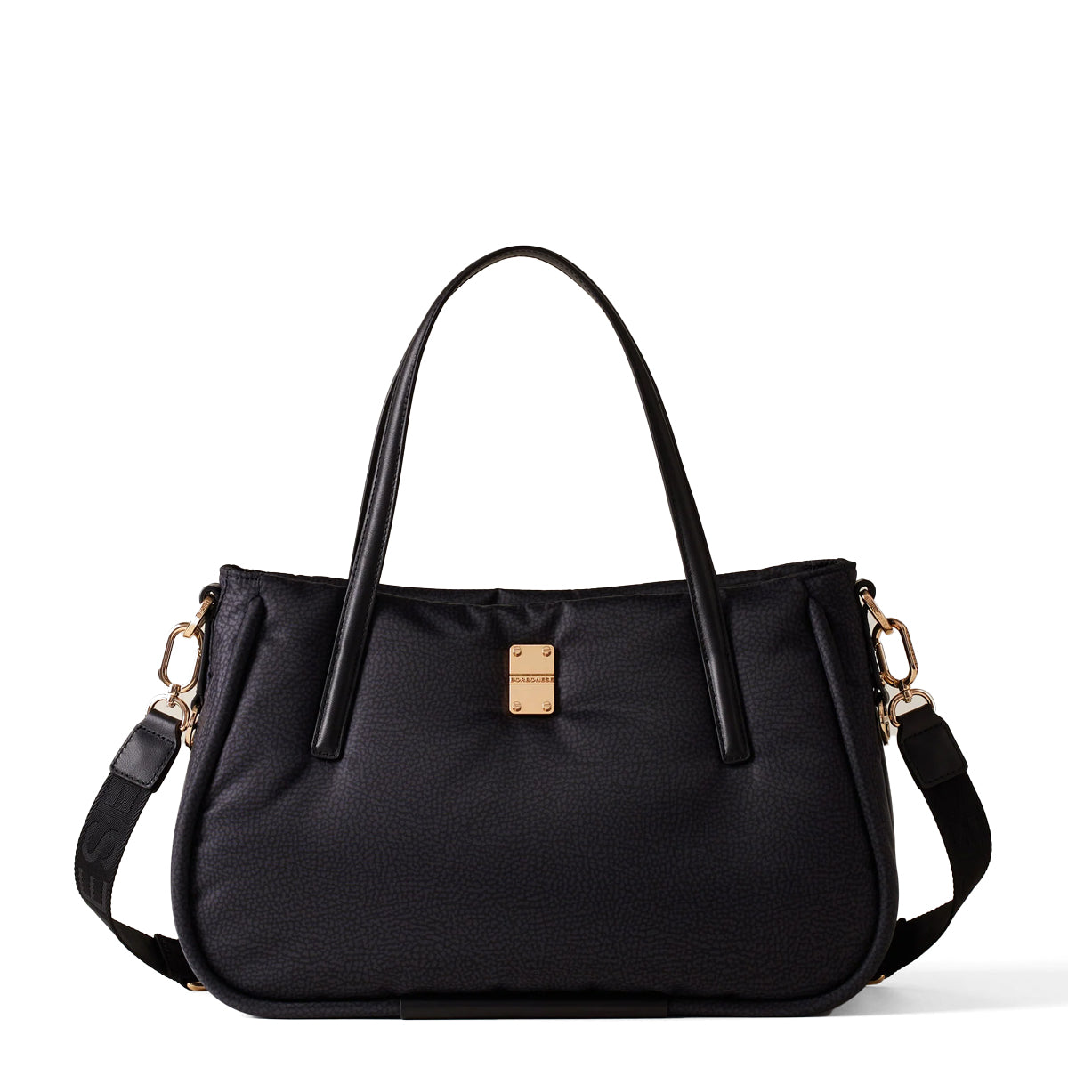 Borbonese - Cahier Medium Dark Black Handbag - 91010038I15 - DARK/BLACK