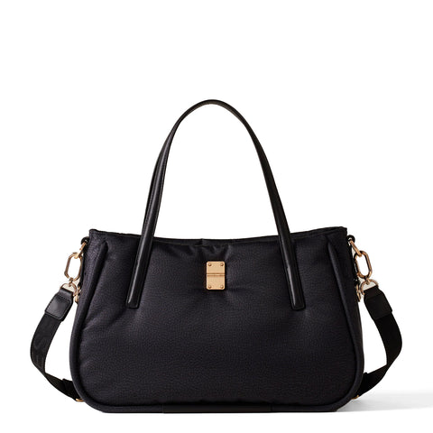 Borbonese - Cahier Medium Dark Black Handbag - 91010038I15 - DARK/BLACK
