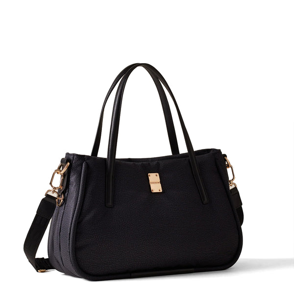 Borbonese - Cahier Medium Dark Black Handbag - 91010038I15 - DARK/BLACK