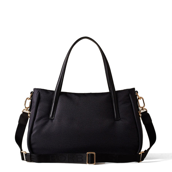 Borbonese - Cahier Medium Dark Black Handbag - 91010038I15 - DARK/BLACK